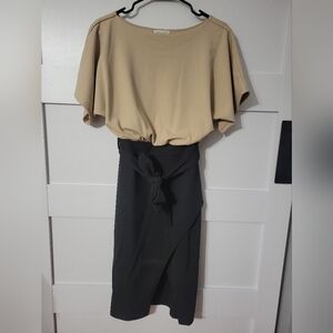 VENUS Black Pencil Skirt with Tie Detail